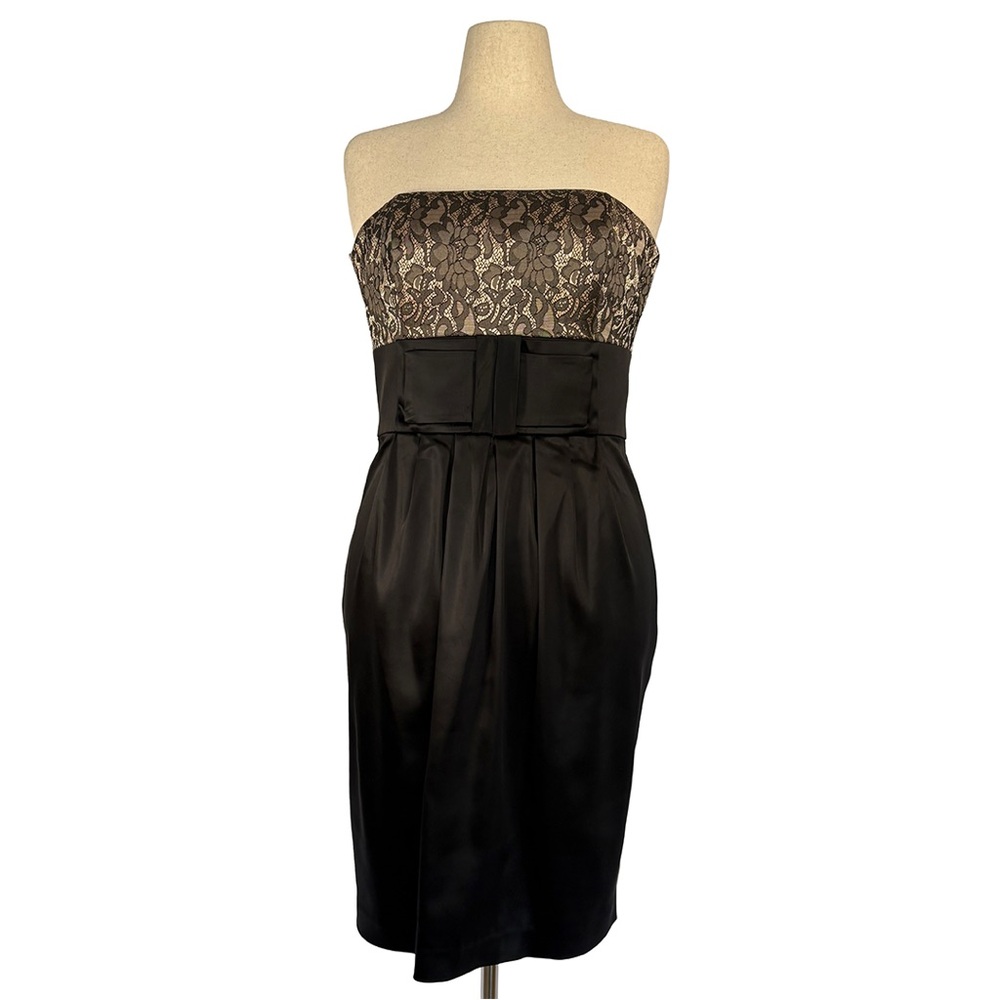 Maggy London Strapless Cocktail Dress | Black & Tan Lace